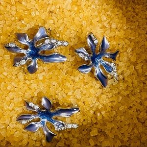 Silver set - ORCHIDS ring/earrings NEW